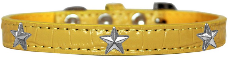 Silver Star Widget Croc Dog Collar Yellow Size 12